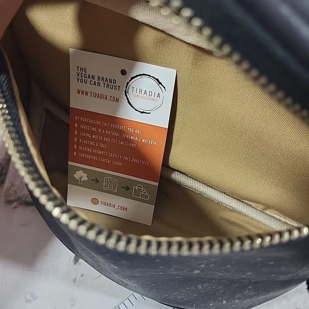 Tiradia Cork Journey Belt Bag‎ Fanny Pack Black Vegan Leather Eco Wanderer